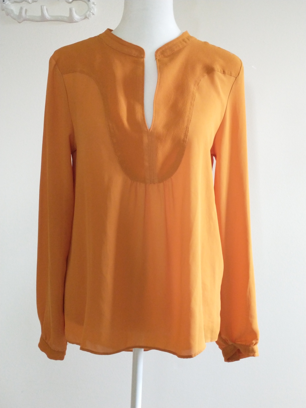Anthropologie Hd In Paris Pumpkin Orange Boho Peasant Blouse Top Size 4 S